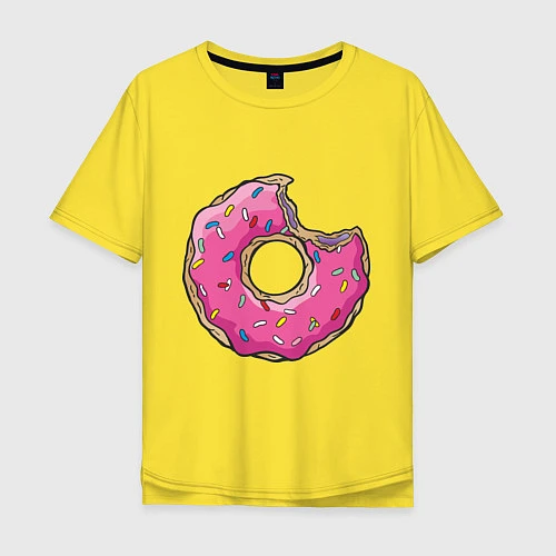 Мужская футболка оверсайз Пончик Гомера / Желтый – фото 1