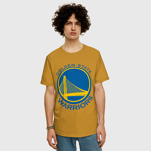 Мужская футболка оверсайз Golden state Warriors / Горчичный – фото 3