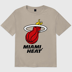 Футболка оверсайз мужская Miami Heat-logo, цвет: миндальный