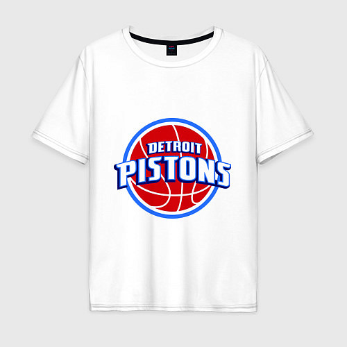 Мужская футболка оверсайз Detroit Pistons - logo / Белый – фото 1