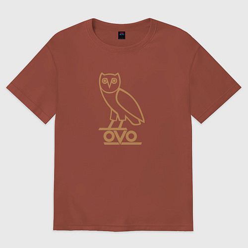 Мужская футболка оверсайз OVO Owl / Кирпичный – фото 1