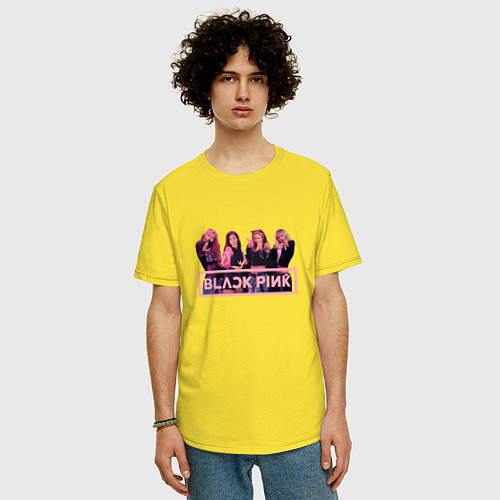 Мужская футболка оверсайз Black Pink Band / Желтый – фото 3