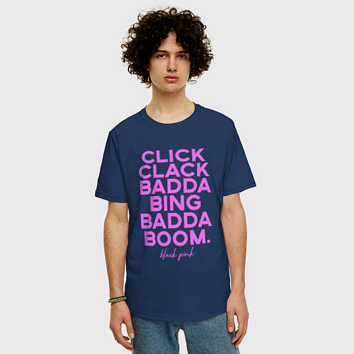 Мужская футболка оверсайз Click Clack Black Pink / Тёмно-синий – фото 3