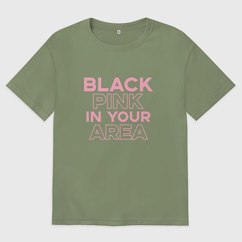 Мужская футболка оверсайз Black Pink in youe area / Авокадо – фото 1