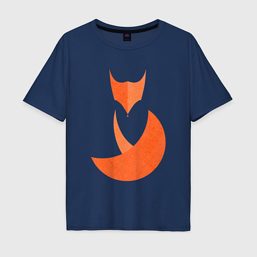 Мужская футболка оверсайз Minimal Fox / Тёмно-синий – фото 1
