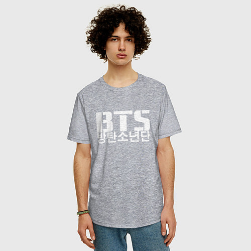 Мужская футболка оверсайз BTS Hieroglyphs / Меланж – фото 3