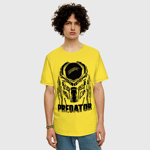 Мужская футболка оверсайз Predator Mask / Желтый – фото 3