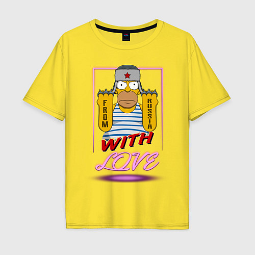 Мужская футболка оверсайз Homer with love / Желтый – фото 1