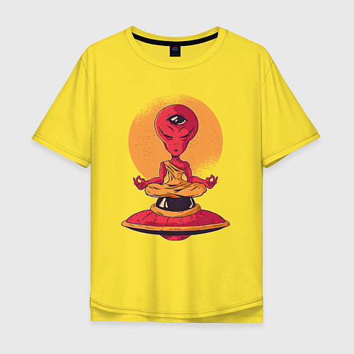 Мужская футболка оверсайз Медитация пришельца / Желтый – фото 1
