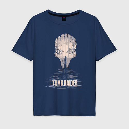 Мужская футболка оверсайз Tomb Raider: Dark Wood / Тёмно-синий – фото 1