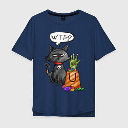 Мужская футболка оверсайз Black Cat: WTF?