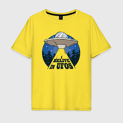 Мужская футболка оверсайз Belive in UFOS / Желтый – фото 1