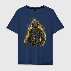 Мужская футболка оверсайз Пылающий пожарный