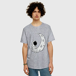 Футболка оверсайз мужская Космонавт на Луне, цвет: меланж — фото 2