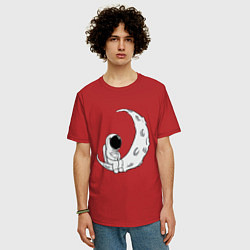 Футболка оверсайз мужская Космонавт на Луне, цвет: красный — фото 2