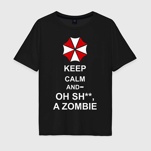 Мужская футболка оверсайз Keep Calm & Oh Sh**, A Zombie / Черный – фото 1