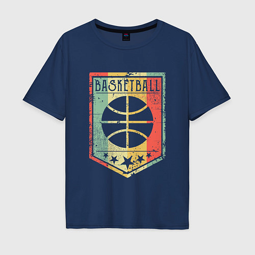 Мужская футболка оверсайз Basketball Star / Тёмно-синий – фото 1
