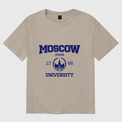 Футболка оверсайз мужская MGU Moscow University, цвет: миндальный