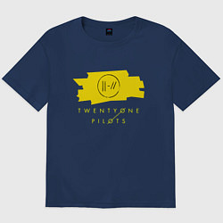 Футболка оверсайз мужская 21 Top: Yellow Trench, цвет: тёмно-синий