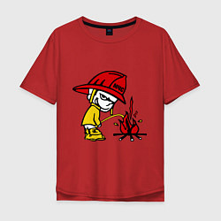 Футболка оверсайз мужская Ручной пожарник, цвет: красный