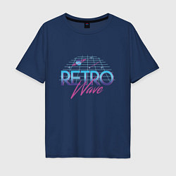 Футболка оверсайз мужская Retrowave Spacetraveling, цвет: тёмно-синий
