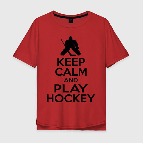 Мужская футболка оверсайз Keep Calm & Play Hockey / Красный – фото 1