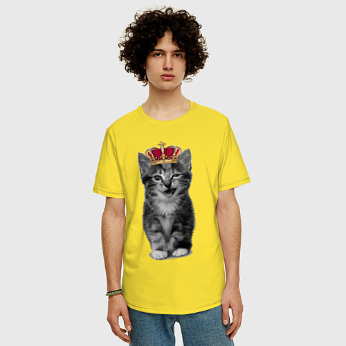 Мужская футболка оверсайз Meow kitten / Желтый – фото 3