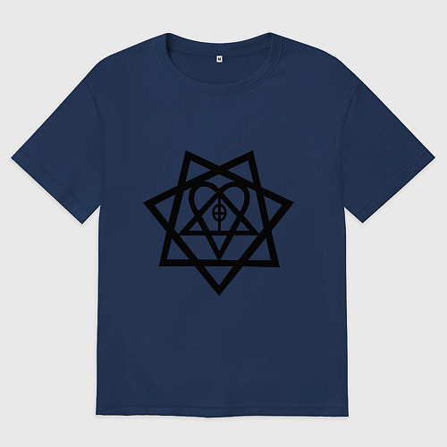 Мужская футболка оверсайз Heartagram / Тёмно-синий – фото 1