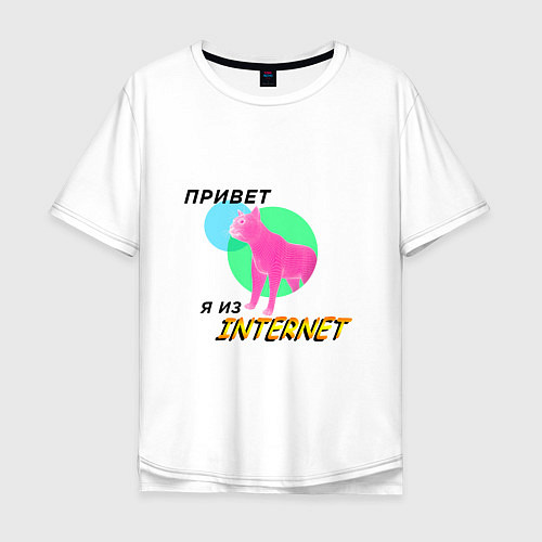 Мужская футболка оверсайз Привет я из internet / Белый – фото 1