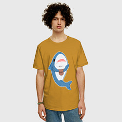 Футболка оверсайз мужская Hype Shark, цвет: горчичный — фото 2