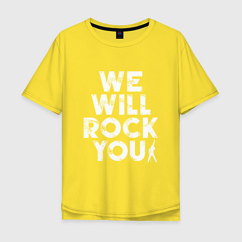 Мужская футболка оверсайз We Wil Rock You / Желтый – фото 1