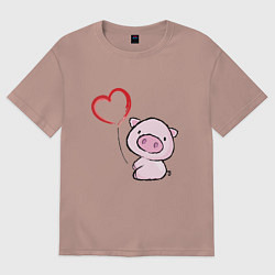Мужская футболка оверсайз Pig Love