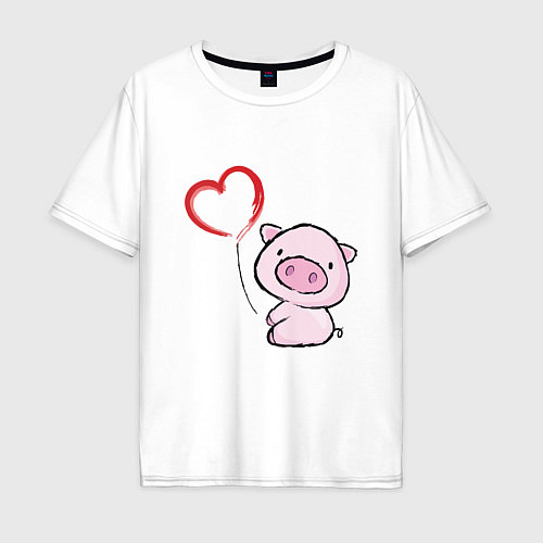 Мужская футболка оверсайз Pig Love / Белый – фото 1