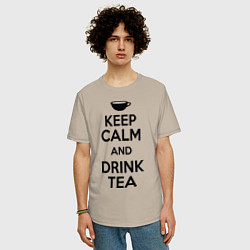 Футболка оверсайз мужская Keep Calm & Drink Tea, цвет: миндальный — фото 2