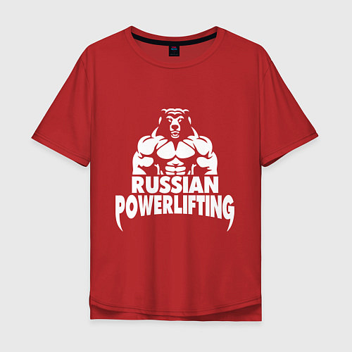 Мужская футболка оверсайз Russian powerlifting / Красный – фото 1