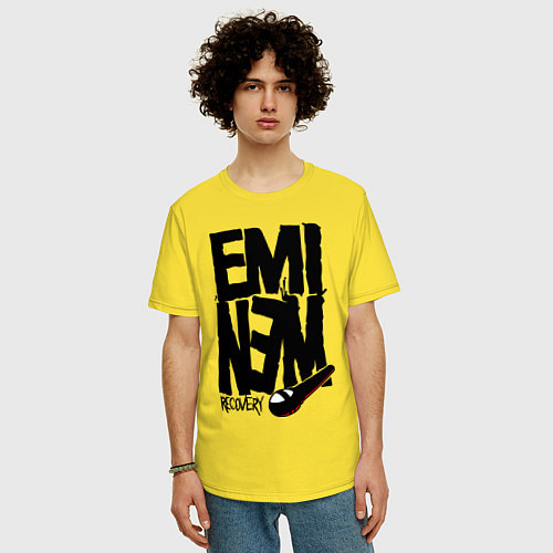 Мужская футболка оверсайз Eminem recovery / Желтый – фото 3