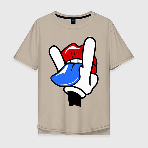Мужская футболка оверсайз I live rock / Миндальный – фото 1