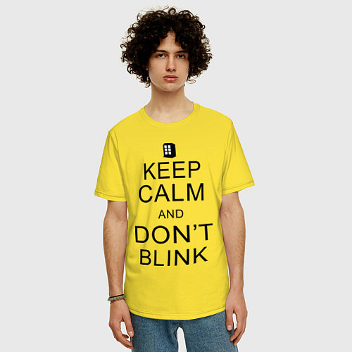 Мужская футболка оверсайз Keep Calm & Don't Blink / Желтый – фото 3