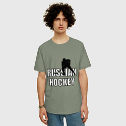 Футболка оверсайз мужская Russian hockey, цвет: авокадо — фото 2