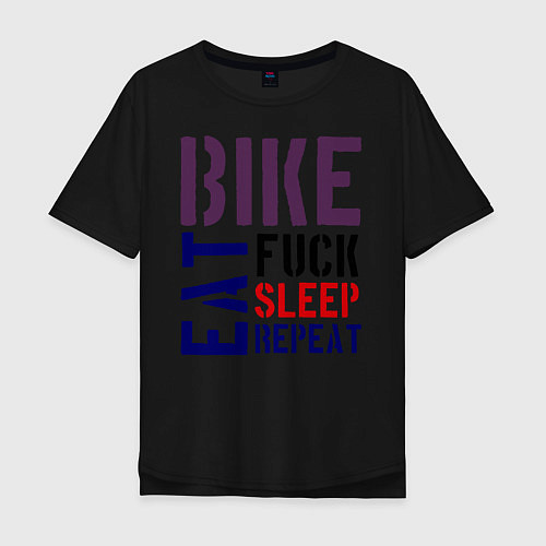 Мужская футболка оверсайз Bike eat sleep repeat / Черный – фото 1