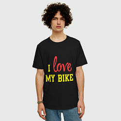 Футболка оверсайз мужская I love my bike, цвет: черный — фото 2