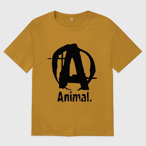 Мужская футболка оверсайз Animal Logo / Горчичный – фото 1