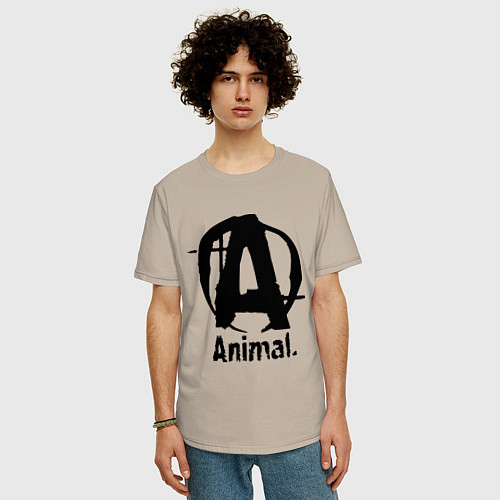 Мужская футболка оверсайз Animal Logo / Миндальный – фото 3