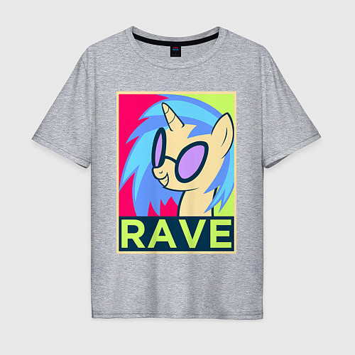 Мужская футболка оверсайз DJ Pon-3 RAVE / Меланж – фото 1