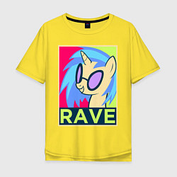 Футболка оверсайз мужская DJ Pon-3 RAVE, цвет: желтый