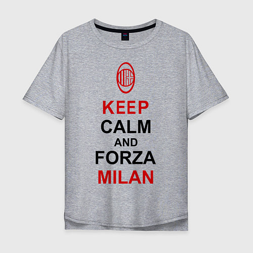 Мужская футболка оверсайз Keep Calm & Forza Milan / Меланж – фото 1