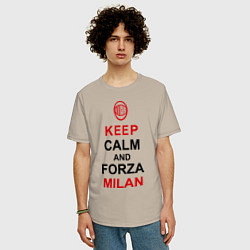 Футболка оверсайз мужская Keep Calm & Forza Milan, цвет: миндальный — фото 2