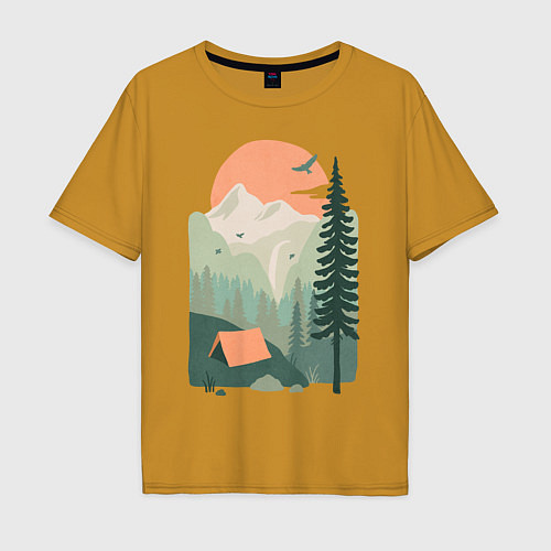 Мужская футболка оверсайз Wood Adventure / Горчичный – фото 1