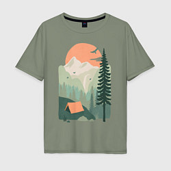 Футболка оверсайз мужская Wood Adventure, цвет: авокадо