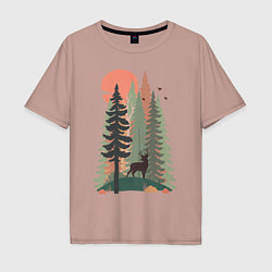Футболка оверсайз мужская Forest Adventure, цвет: пыльно-розовый